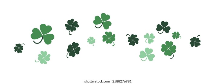 Saint patrick's day clover leafs blown by the wind on a white background illustration banner