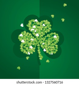 Saint Patricks Day clover leaves green two fold greeting card background