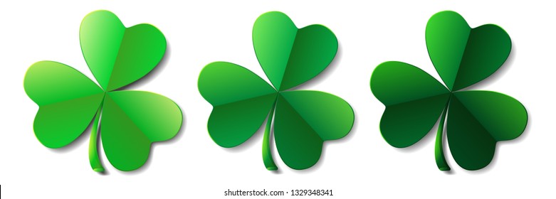 Saint Patricks day clover leaves or shamrocks isolated on white