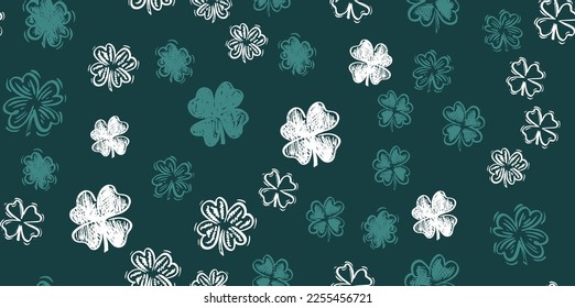 Saint Patricks Day, clover pattern, hand drawn illustrations.