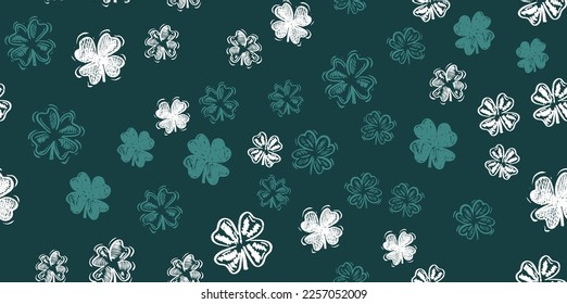 Saint Patricks Day, clover pattern, hand drawn illustrations.