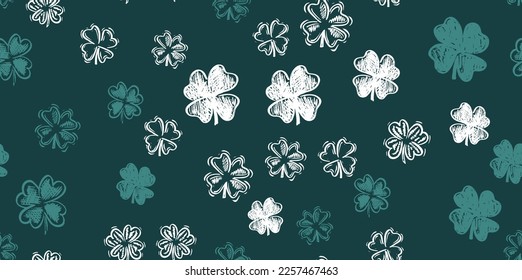 Saint Patricks Day, clover pattern, hand drawn illustrations.