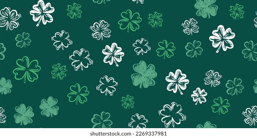 Saint Patricks Day, clover pattern, hand drawn illustrations.	