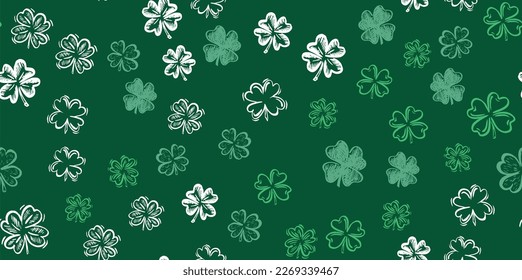 Saint Patricks Day, clover pattern, hand drawn illustrations.	