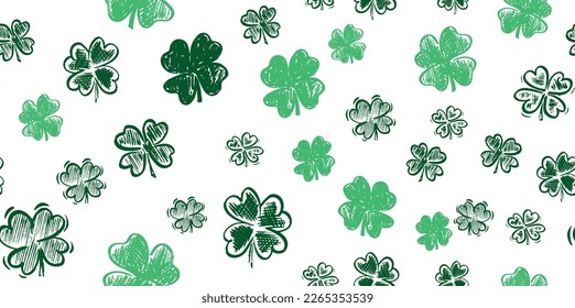 Saint Patricks Day, clover set, hand drawn illustrations