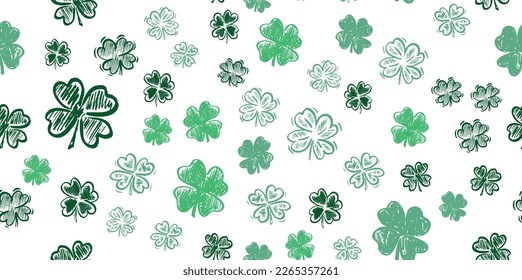 Saint Patricks Day, clover set, hand drawn illustrations.	