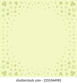 Saint Patrick's Day clover shamrock leaves background copy space frame template vector illustration. Irish traditional lucky trefoil round border decorative design Celtic culture fortune backdrop
