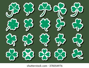 Saint Patrick's Day Clover Silhouettes Set