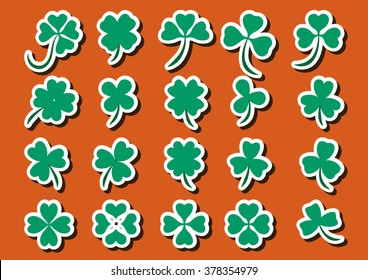 Saint Patrick's Day Clover Silhouettes Set