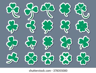 Saint Patrick's Day Clover Silhouettes Set