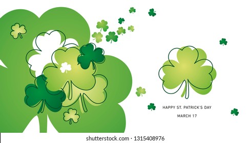 Saint Patrick's Day clovers green line design landscape background