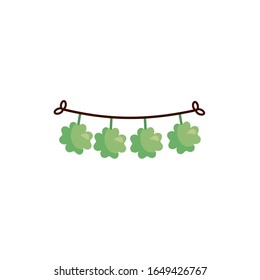saint patricks day clovers leafs garland hanging detaild style vector illustration
