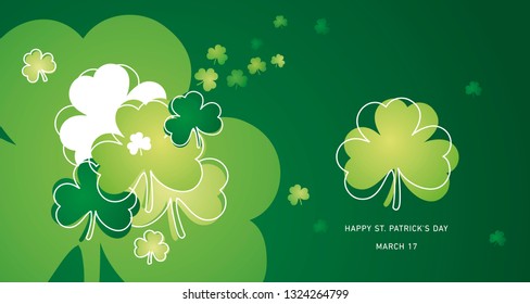 Saint Patrick's Day clovers white line design landscape Saint Patrick holiday green background