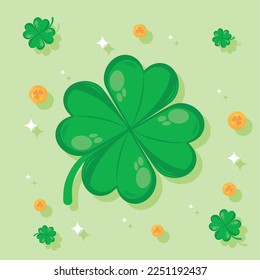 saint patricks day coins with clovers icons