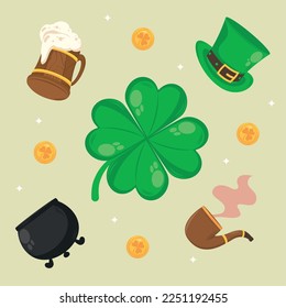 saint patricks day coins with set icons