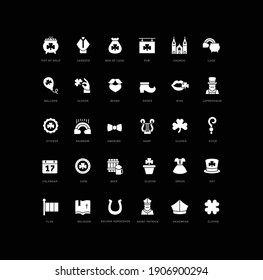 Saint Patrick's Day. Collection of perfectly simple monochrome icons for web design, app, and the most modern projects. Universal pack of classical signs for category Holidays.