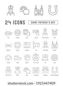 Día de San Patricio. Colección de iconos perfectamente delgados para el diseño web, aplicación y los proyectos más modernos. El kit de carteles de la categoría Vacaciones.