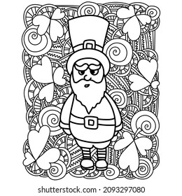 Saint Patricks day coloring page, ornate patterns for festive activity vector illustration