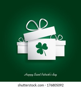 Saint Patrick's day concept illustration with gift box and shamrock suitable for advertising sales nd promotions. Eps10 vector illustration