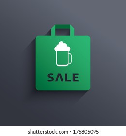 Saint Patrick's day concept illustration with shopping bag and beer illustration suitable for promotion or advertising sales. Eps10 vector illustration