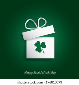 Saint Patrick's day concept illustration with gift box and shamrock suitable for advertising sales nd promotions. Eps10 vector illustration