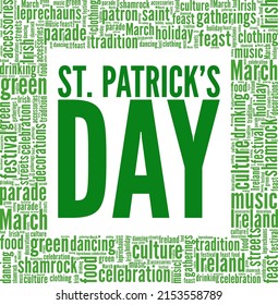 Saint Patrick's Day conceptual vector illustration word cloud isolated on white background.