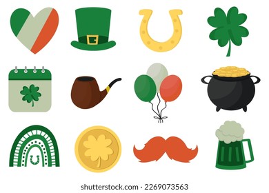Saint Patricks Day cute cartoon design elements.