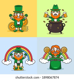 día de saint patrick con leprechaun lindo