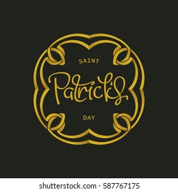 Saint Patrick's Day decorative halftone emblem with celtic ornament.
 Pop-art style design. Simple Vector template