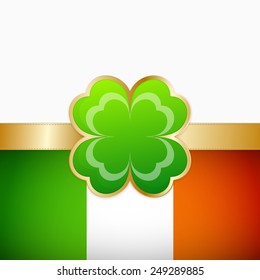 Saint Patrick's day design - four leaf clover and irish flag