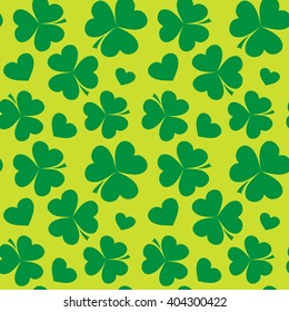 Saint Patrick's day design - Four leaf clover seamless pattern on  background