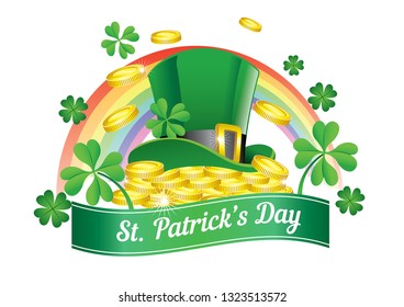 saint patrick's day design with hat and pile of coins