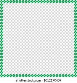 Saint Patricks Day elegant border with shamrocks and space for text on transparent background. Vector illustration, template for greeting card, invitation, banner, poster, flyer or photo frame design