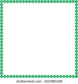 Saint Patricks Day elegant border with shamrocks clover, space for text on white background. Vector illustration, template for greeting card, invitation, banner, poster, flyer or photo frame design.