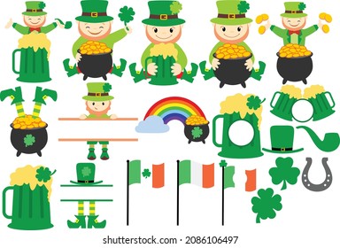 Saint Patrick's Day Elements Bundle and Cute Leprechauns