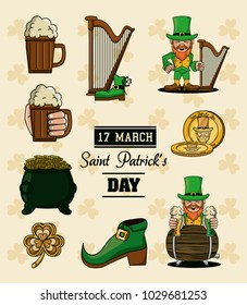 Saint patricks day elements cartoon