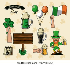Saint patricks day elements cartoon