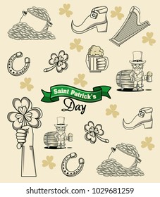 Saint patricks day elements cartoon