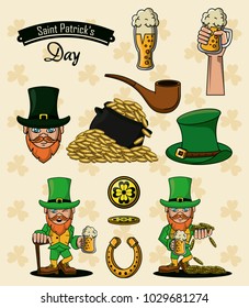 Saint patricks day elements cartoon