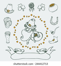 Saint Patrick's Day elements design vector set.