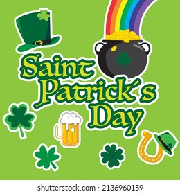 Elementos del día de San Patricio con fondo verde