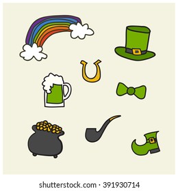 Saint Patrick's Day Elements Hand Drawn 