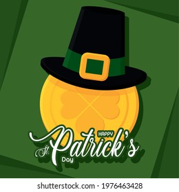 Saint patricks day Elf hat with golden coins Vector illustration