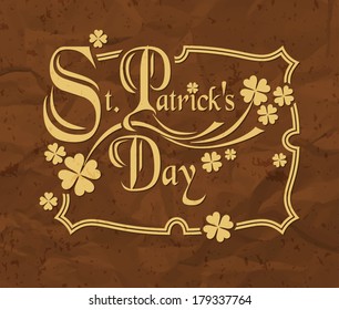Saint Patrick's Day emblem, Vector retro banner, Typographical Background