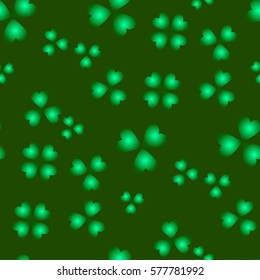 Saint Patrick's day EPS10 vector seamless background, green holiday pattern with clovers, floral theme, eco concept