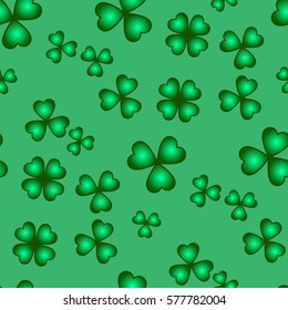 Saint Patrick's day EPS10 vector seamless background, green holiday pattern with clovers, floral theme, eco concept