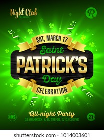 Saint Patrick's Day, Feast of Saint Patrick party poster design, 17 March celebration, vector illustration 