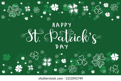 Saint Patricks Day, festive background with flying clover