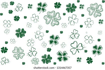 Saint Patricks Day, festive background with flying clover