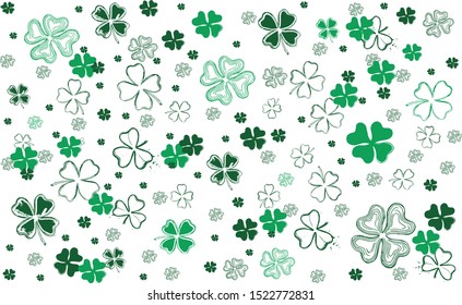 Saint Patricks Day, festive background with flying clover